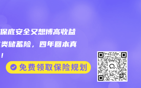 既要保底安全又想博高收益？這類儲蓄險，四年回本真香了！